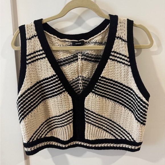Express Tops - Express Black and Cream Knit Tank Top